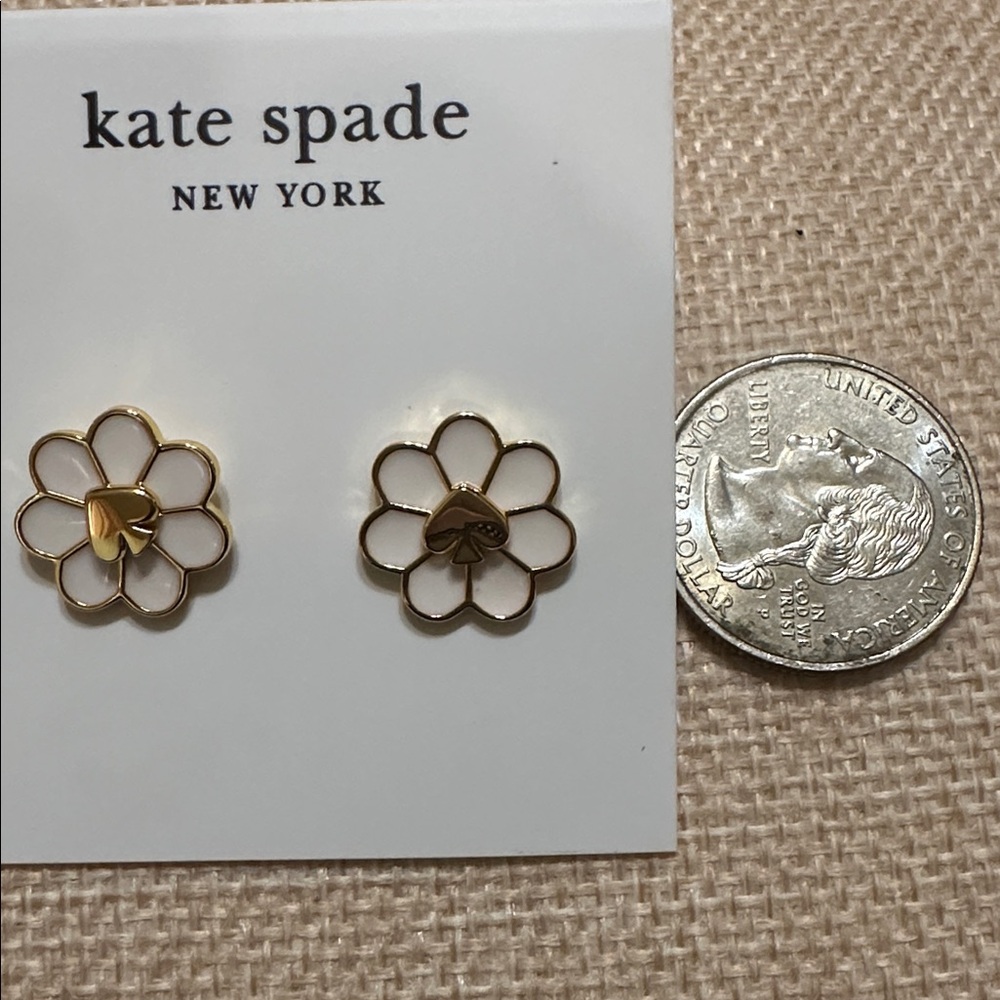 Kate Spade Gold and White Flower Earrings - Picture 5 of 6